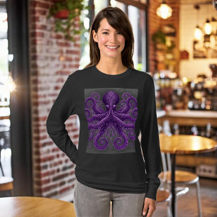 Paarse Octopus Victoriaanse Steampunk Kraken T-shirt