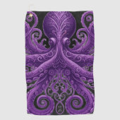 Paarse Octopus Victorian Steampunk Kraken Golfhanddoek (Voorkant)