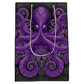 Paarse Octopus Victorian Steampunk Kraken Medium Cadeauzakje (Achterkant)