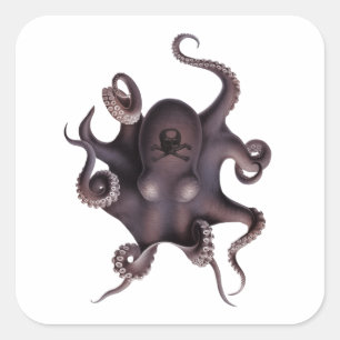 Paarse octopus vierkante sticker
