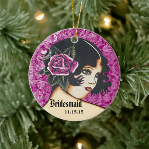 Paarse of willekeurige kleurenBridesmaïde Keramisch Ornament