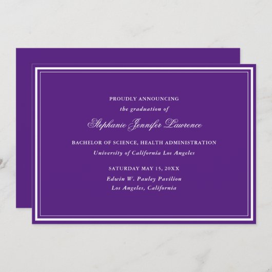 Paarse officiële aankondiging Afstuderen (Voorkant / Achterkant)