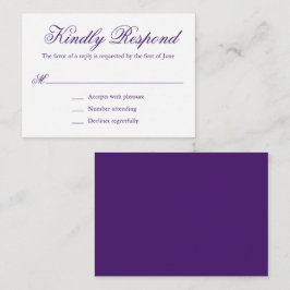Paarse officiële mini bruiloft RSVP Notitiekaartje