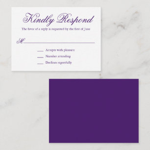 Paarse officiële mini bruiloft RSVP Notitiekaartje
