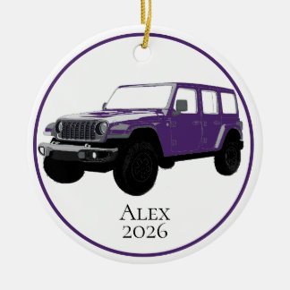 Paarse offroad utility vehicle 7-sleuf grille keramisch ornament