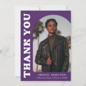 Paarse offset Arch Photo Afstuderen Bedankkaart (Voorkant)