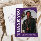 Paarse offset Arch Photo Afstuderen Bedankkaart