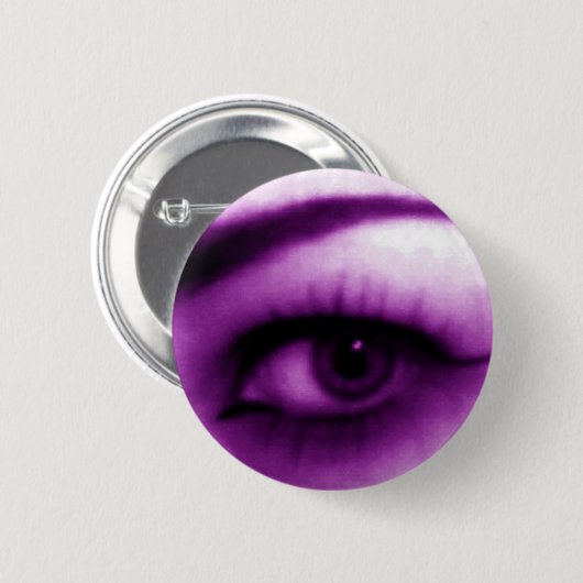 Paarse ogen ronde button 5,7 cm (Voorkant /achterkant)