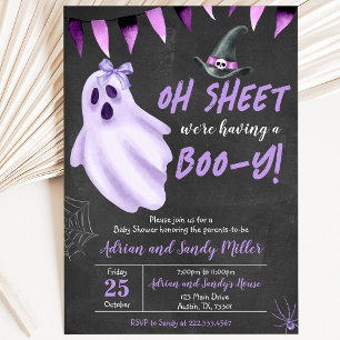Paarse Oh Lakens Geest Halloween Baby Shower Kaart