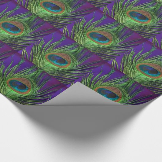 Paarse olie Eénmalige pacock Cadeaupapier (Hoek)