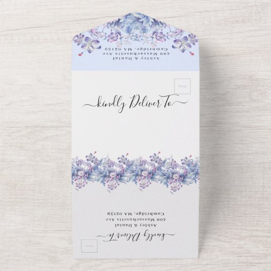 Paarse olievlek in één keer all in one uitnodiging (Buitenkant)