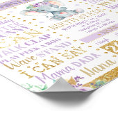 Paarse olifant 1e verjaardag van de Meenstone Birt Poster (Hoek)