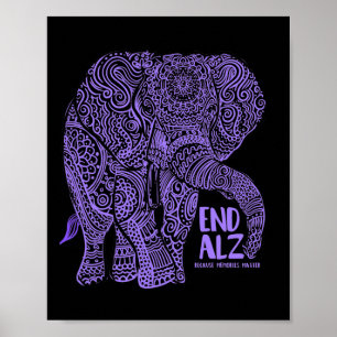 Paarse Olifant Alzheimer Bewustzijn Kleding en gi Poster