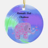 Paarse olifant Baby eerste Kerstmis Keramisch Ornament (Voorkant)