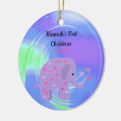 Paarse olifant Baby eerste Kerstmis Keramisch Ornament (Links)