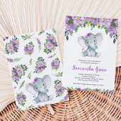 Paarse Olifant Baby Shower Kaart