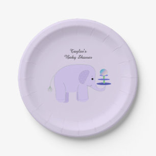 Paarse Olifant Baby Shower Papieren Bordje