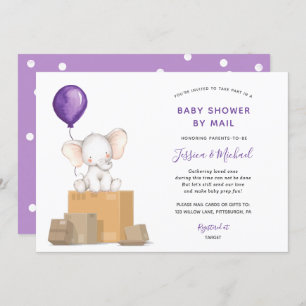 Paarse Olifant Baby shower per Mail uitnodiging