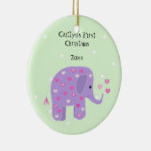 Paarse Olifant Baby's Eerste Kerstmis Keramisch Ornament (Rechts)