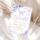 Paarse olifant bloemenbloem Baby shower Kaart