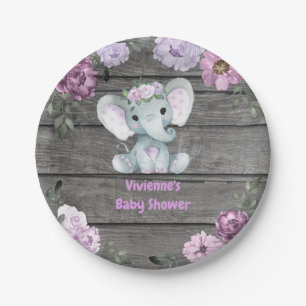 Paarse olifant Bord 4 Baby shower, geboortedag