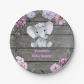 Paarse Olifant Bord 4 Baby shower, Verjaardag (Voorkant)