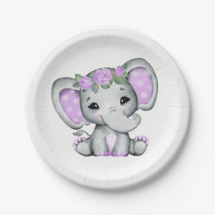 Paarse Olifant Bord 4 Baby shower, Verjaardag Roos