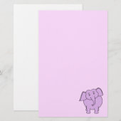 Paarse olifant. Cartoon Briefpapier (Voorkant / Achterkant)