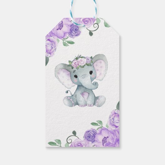 Paarse olifant dank u Label Rozen Cadeaulabel (Achterkant)