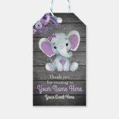 Paarse olifant dank u Label rustieke bloemen Cadeaulabel (Voorkant)