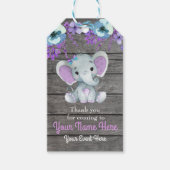 Paarse olifant dank u Label rustieke bloemen Cadeaulabel (Voorkant)