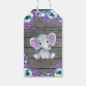 Paarse olifant dank u Label rustieke bloemen Cadeaulabel (Achterkant)