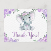 Paarse Olifant Dank u Rozen Meisje Briefkaart (Voorkant)