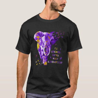 Paarse olifant die ik voor je zal herinneren Alzhe T-shirt