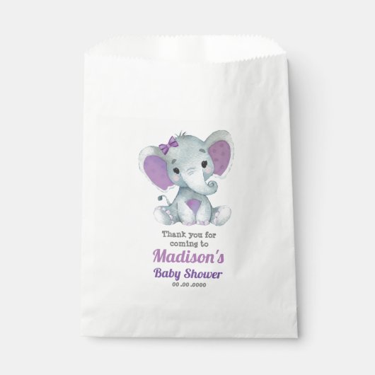Paarse Olifant Favor Bag, jouw tekst aanpassen Bedankzakje (Voorkant)