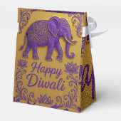 Paarse olifant Happy Diwali Bedankdoosjes (Achterkant)