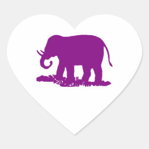 Paarse olifant hart sticker