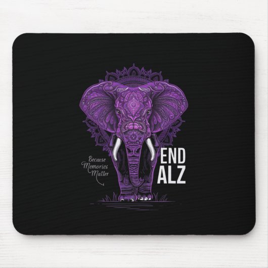 Paarse olifant Heimerheimer Awareness End Heimer Muismat (Voorkant)