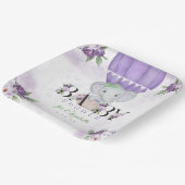 Paarse olifant heteluchtballon Baby shower Papieren Bordje (Gebogen)