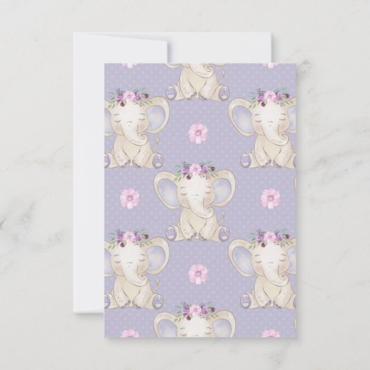 Paarse olifant heteluchtballon dank je kaart (Achterkant)