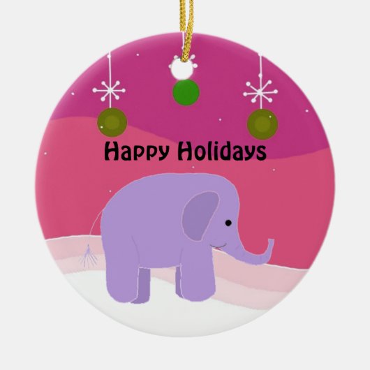 Paarse Olifant Kerst Ornament (Voorkant)