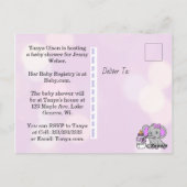  Paarse Olifant Meisje Baby shower Briefkaart (Achterkant)