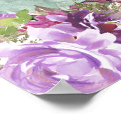 Paarse olifant meisje floral baby shower welkom poster (Hoek)