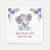 Paarse Olifant Meisje Napkins Baby shower Verjaard Servet (Voorkant)