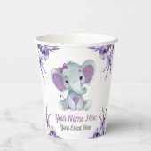 Paarse Olifant Meisje Papier Cups Douche Verjaarda Papieren Bekers (Achterkant)