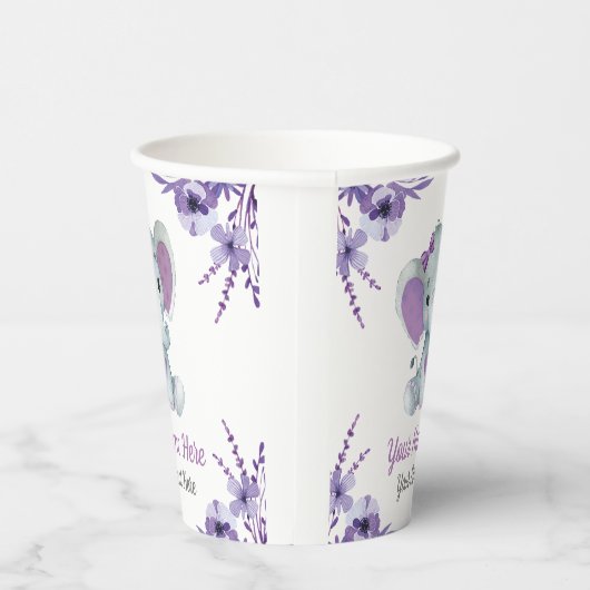 Paarse Olifant Meisje Papier Cups Douche Verjaarda Papieren Bekers (Rechts)