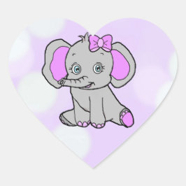 Paarse olifant met baby flesje hart sticker