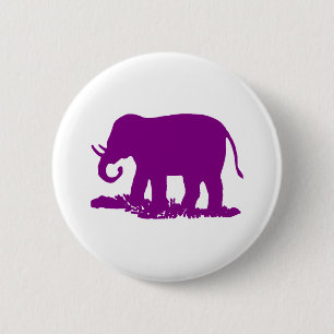 Paarse olifant ronde button 5,7 cm