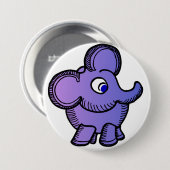 Paarse olifant ronde button 7,6 cm (Voorkant /achterkant)