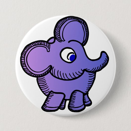 Paarse olifant ronde button 7,6 cm (Voorkant)